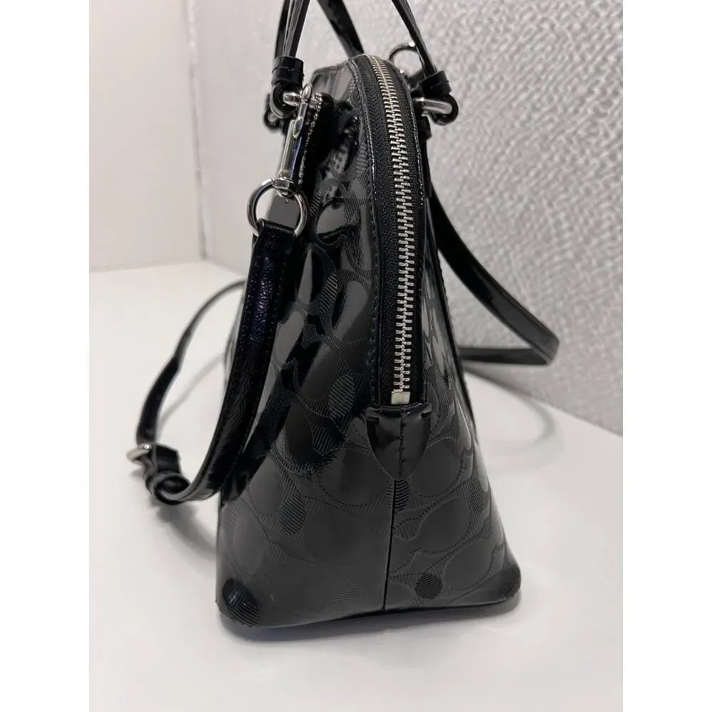 Coach Peyton Link C Embossed Patent Leather Domed Satchel